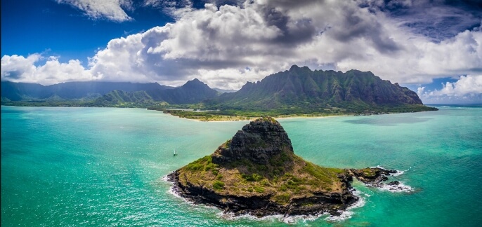Beautiful Aerial Photo Of Chinamans Hat in Hawaii