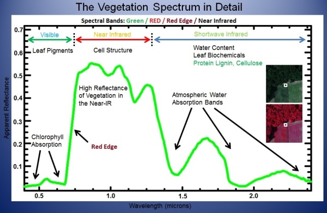 Multispectral imaging sensors for agriculture using vegation spectral bands